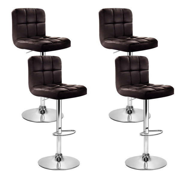 Artiss 4X Bar Stools Leather Gas Lift Brown Benches Bar Stools