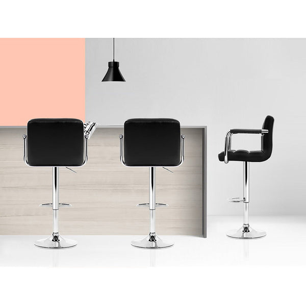 Artiss Bar Stools Black Leather With Armrest Gas Lift Furniture For Home And Garden Benches Bar Stools