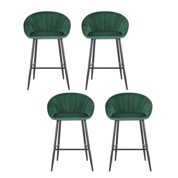 Artiss 4X Bar Stools Kitchen Dining Chair Counter Tub Velvet Metal Green Benches Bar Stools