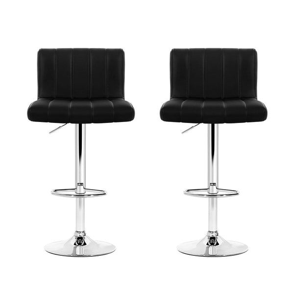 Artiss 2X Bar Stools Gas Lift Leather Chairs Black Benches Bar Stools