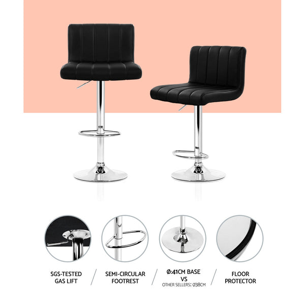 Artiss Bar Stools Set Of Four Gas Lift Leather Black Furniture For Home And Garden Benches Bar Stools
