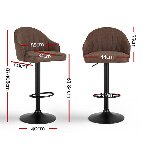 Artiss 2X Bar Stools Kitchen Swivel Gas Lift Counter Chair Shell Leather Brown Benches Bar Stools