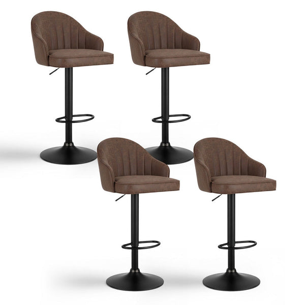 Artiss 4X Bar Stools Kitchen Swivel Gas Lift Counter Chair Shell Leather Brown Benches Bar Stools
