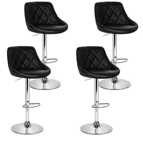 Artiss Bar Stools Set Of Four Leather Padded Gas Lift Black Furniture Benches Bar Stools