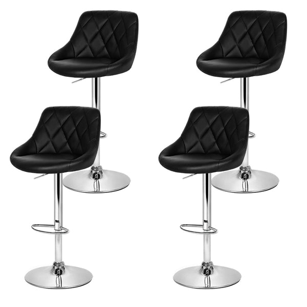 Artiss Bar Stools Set Of Four Leather Padded Gas Lift Black Furniture Benches Bar Stools