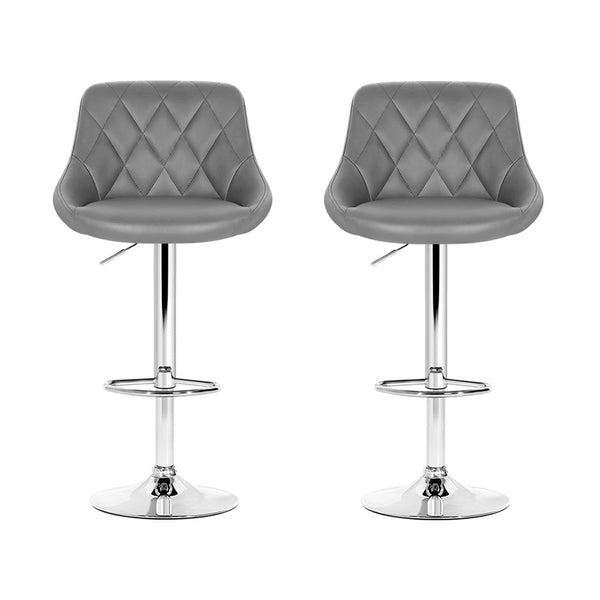 Artiss Grey Leather Padded Bar Stools Gas Lift Furniture For Home And Garden Benches Bar Stools