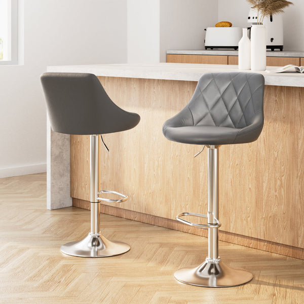 Artiss Grey Leather Padded Bar Stools Gas Lift Furniture For Home And Garden Benches Bar Stools