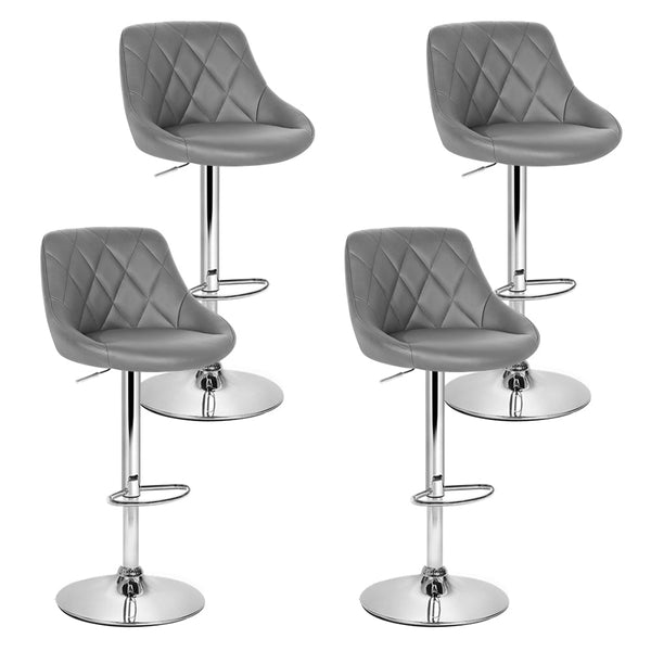 Artiss 4X Bar Stools Leather Padded Gas Lift Grey Benches Bar Stools