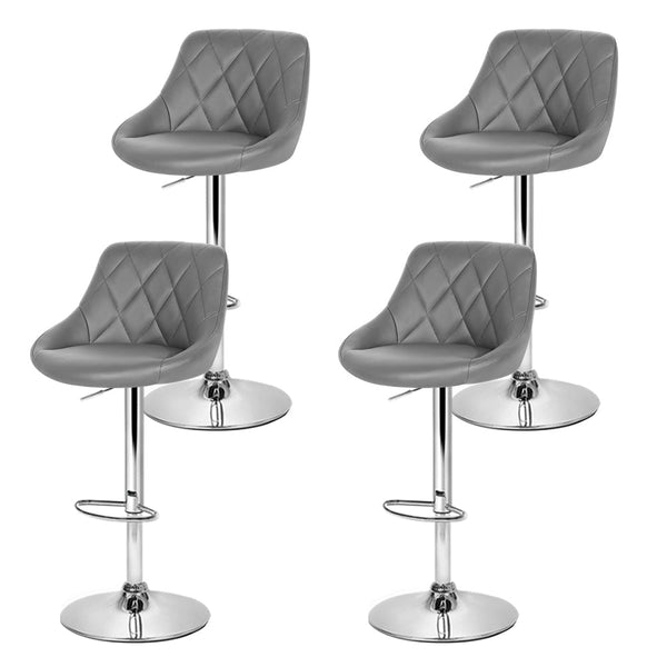 Artiss 4X Bar Stools Leather Padded Gas Lift Grey Benches Bar Stools