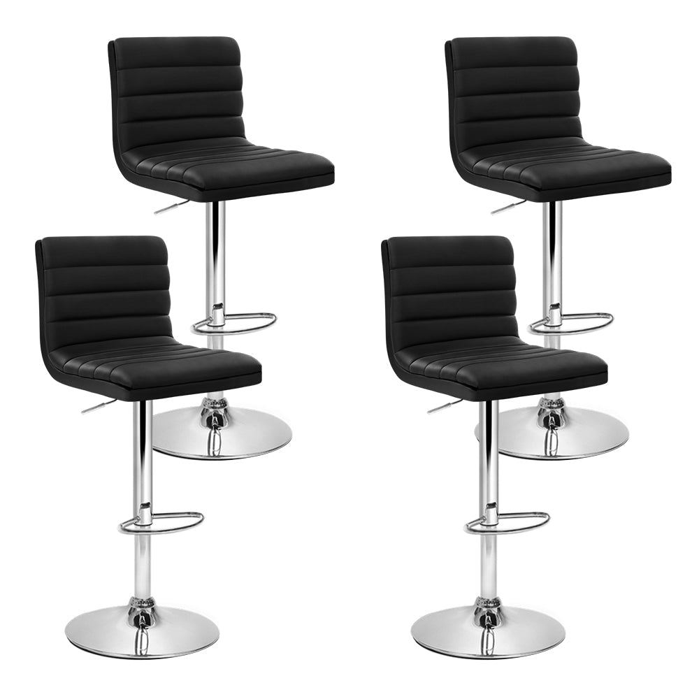 Artiss 4X Bar Stools Padded Leather Gas Lift Black Benches Bar Stools