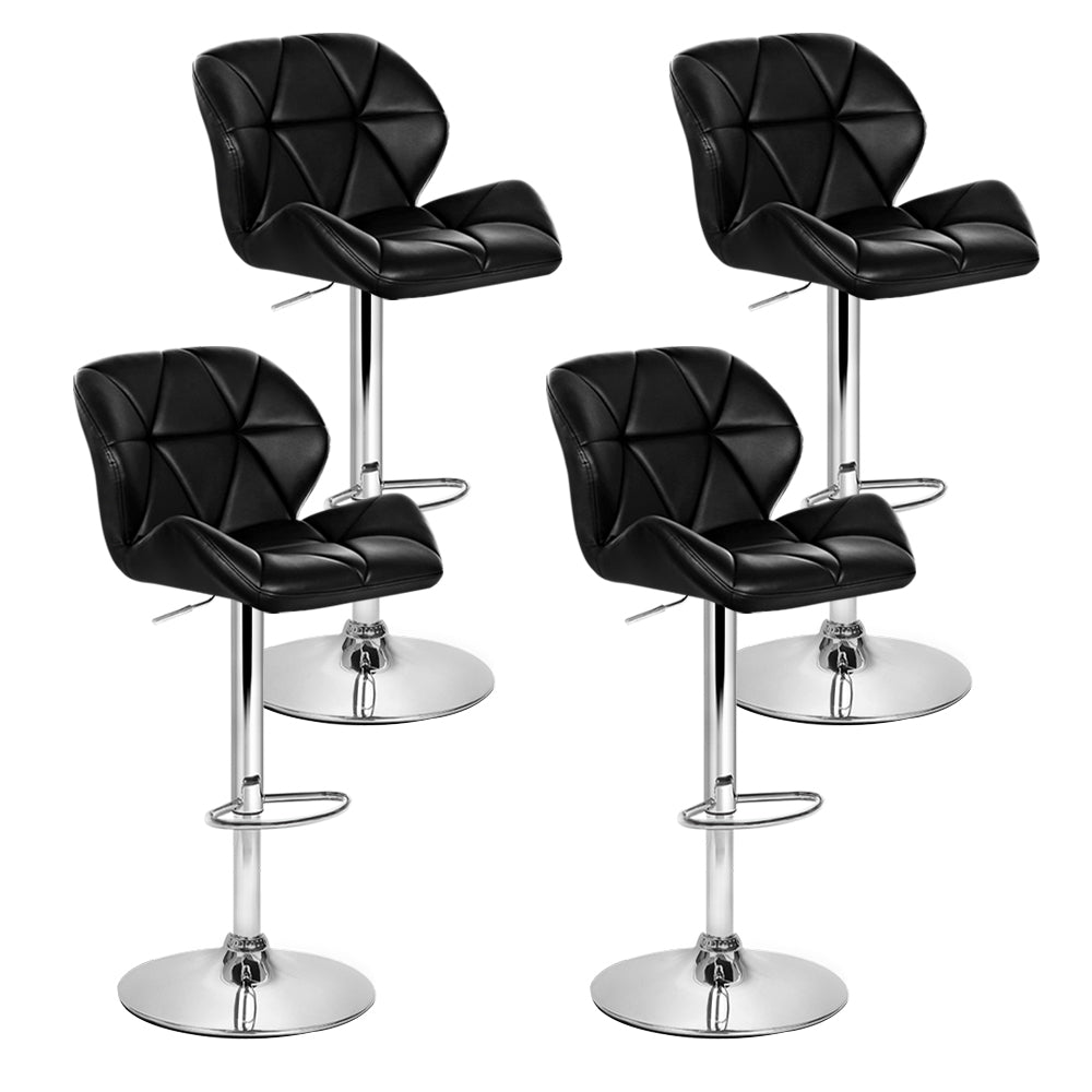 Artiss 4X Bar Stools Gas Lift Padded Leather Black Benches Bar Stools