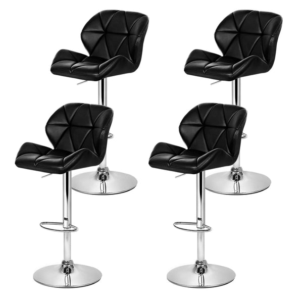 Artiss 4X Bar Stools Gas Lift Padded Leather Black Benches Bar Stools