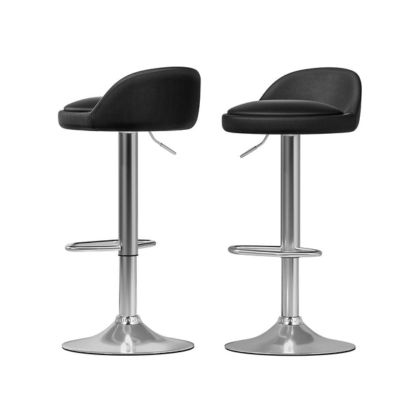 Artiss 2X Bar Stools Pu Leather Gas Lift Black Benches Bar Stools