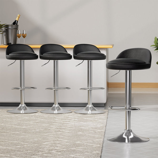 Benches Bar Stools Artiss 4X Bar Stools Pu Leather Gas Lift Black