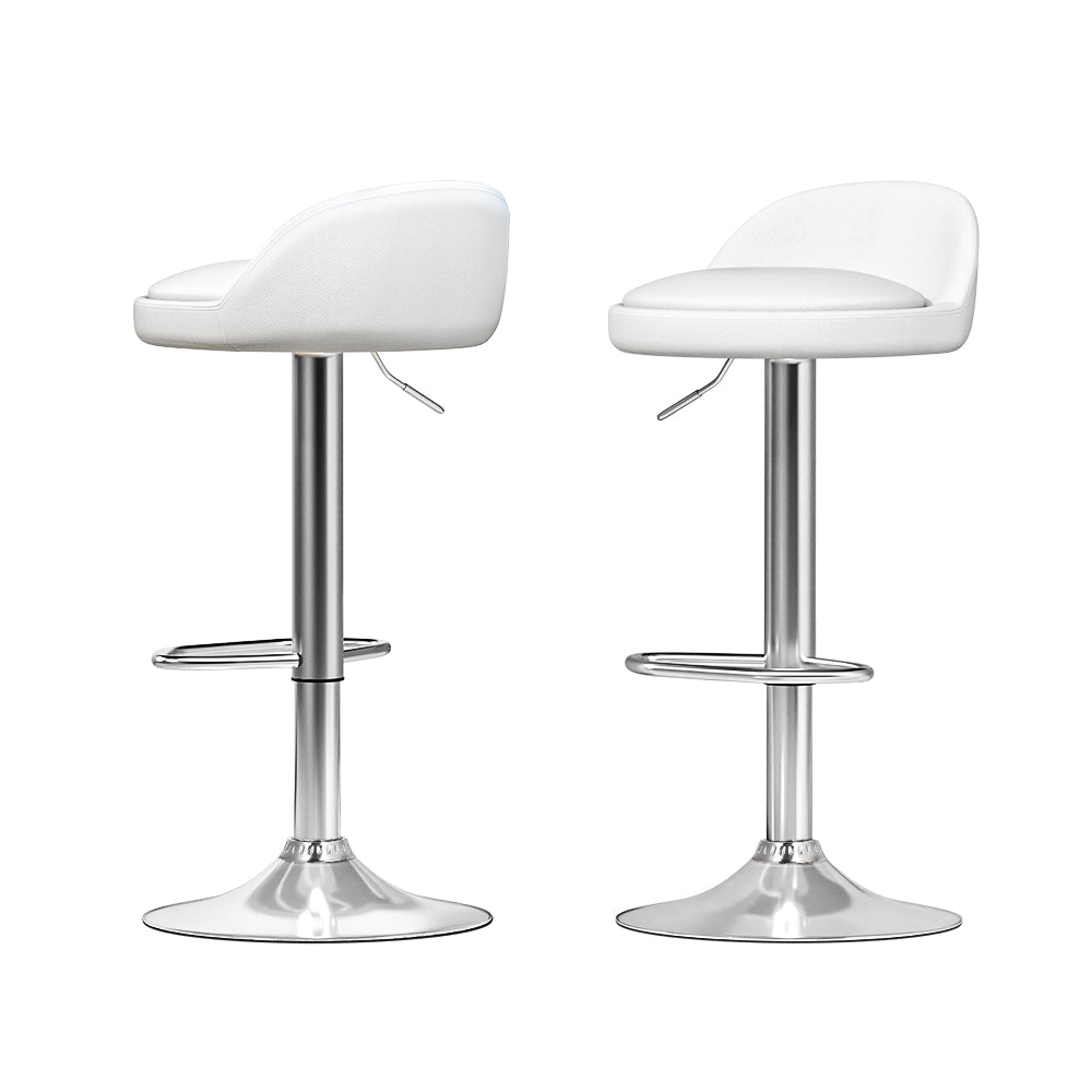 Artiss 2X Bar Stools Pu Leather Gas Lift White Benches Bar Stools