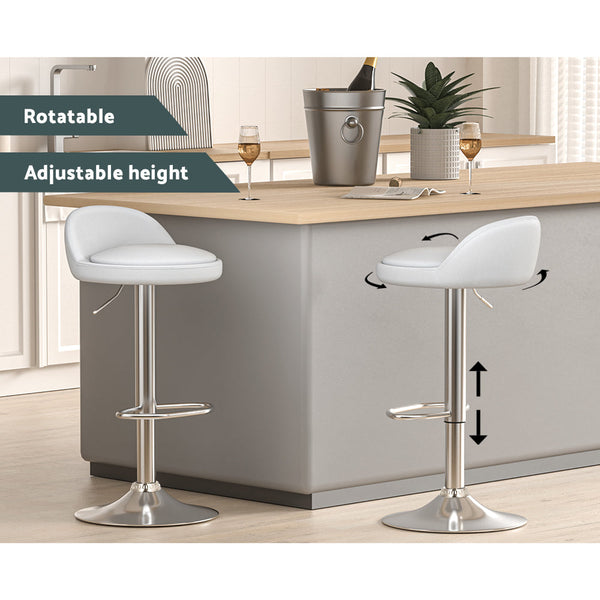 Artiss 4X Bar Stools Pu Leather Gas Lift White Benches Bar Stools