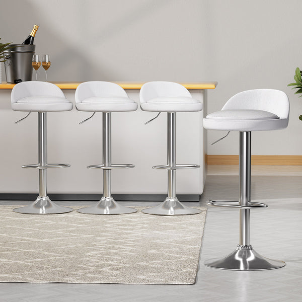 Artiss 4X Bar Stools Pu Leather Gas Lift White Benches Bar Stools