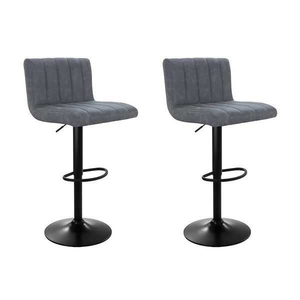 Artiss 2X Bar Stools Vintage Leather Gas Lift Grey Benches Bar Stools