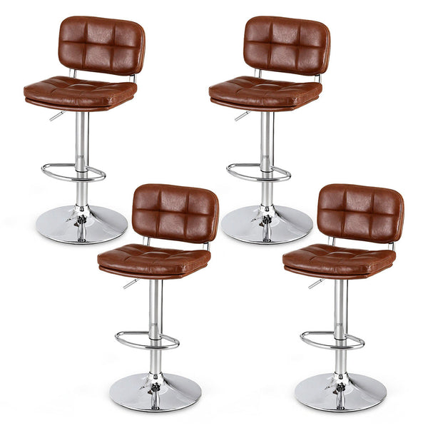 Artiss 4X Bar Stools Kitchen Swivel Gas Lift Counter Chair Tuft Pu Leather Brown Benches Bar Stools