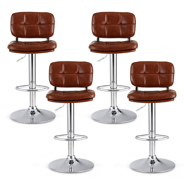 Artiss 4X Bar Stools Kitchen Swivel Gas Lift Counter Chair Tuft Pu Leather Brown Benches Bar Stools