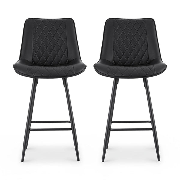 Artiss 2X Bar Stools Kitchen Dining Chair Counter Diamond Pu Leather Black Benches Bar Stools