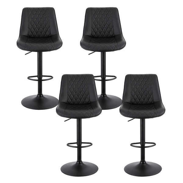Artiss 4X Bar Stools Kitchen Swivel Gas Lift Counter Chair Diamond Leather Black Benches Bar Stools