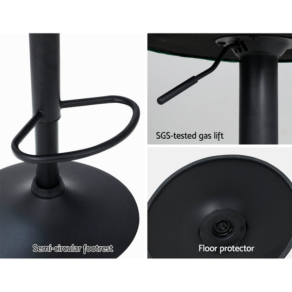 2X Bar Stools Gas Lift Velvet Green Benches Bar Stools