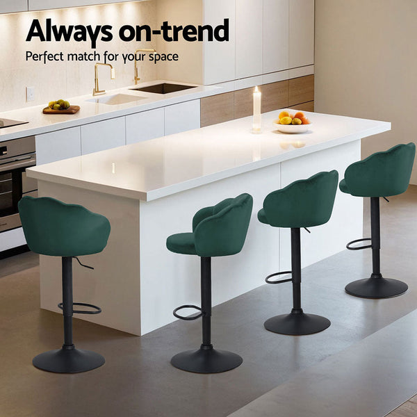 Velvet Steel Bar Stools Adjustable Height Swivel Footrest Home Furniture Set Benches Bar Stools