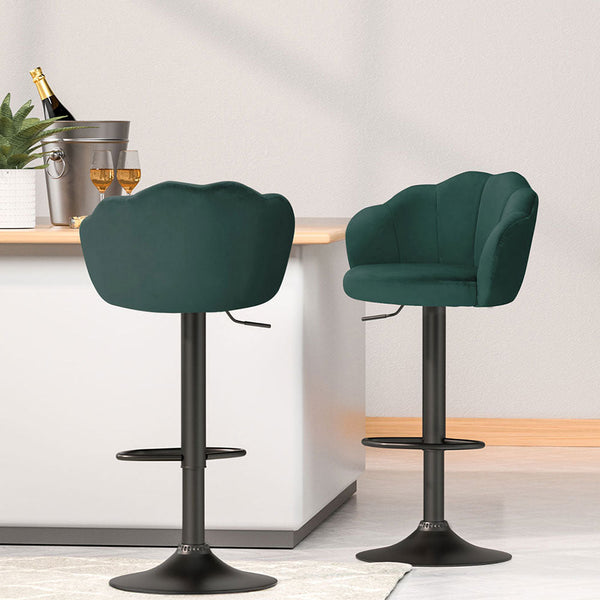 Velvet Steel Bar Stools Adjustable Height Swivel Footrest Home Furniture Set Benches Bar Stools