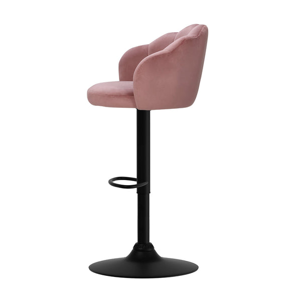Artiss 2X Bar Stools Gas Lift Velvet Pink Benches Bar Stools