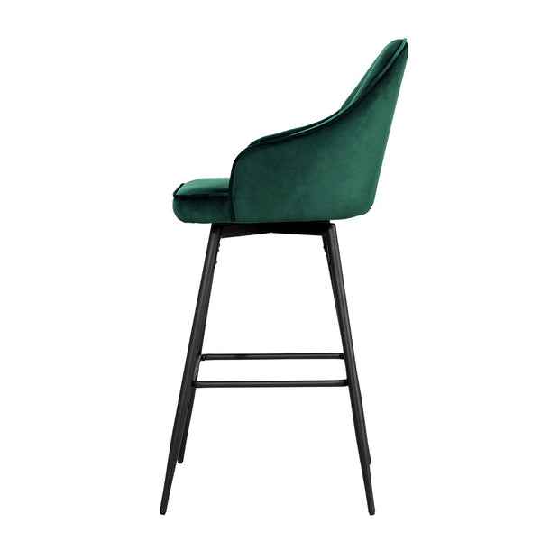 Artiss Velvet Bar Stools Green Swivel Metal Legs Furniture For Home And Garden Benches Bar Stools