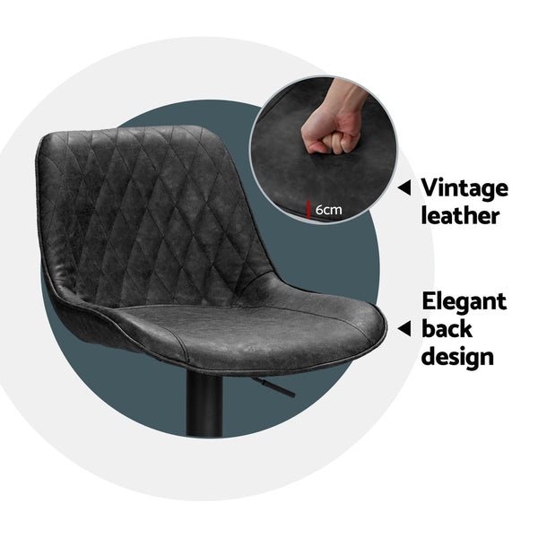 Artiss 4X Bar Stools Gas Lift Leather Black Benches Bar Stools