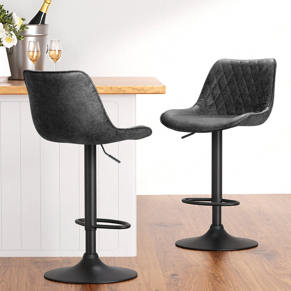 Artiss 4X Bar Stools Gas Lift Leather Black Benches Bar Stools