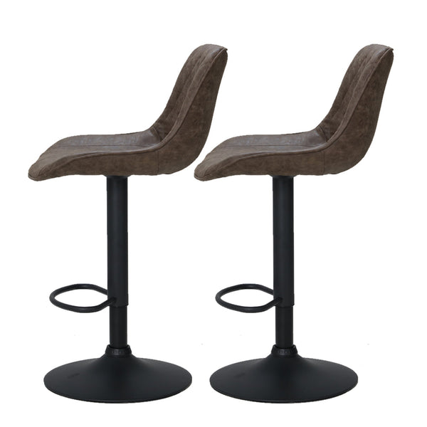 Artiss 2X Bar Stools Gas Lift Vintage Leather Brown Benches Bar Stools