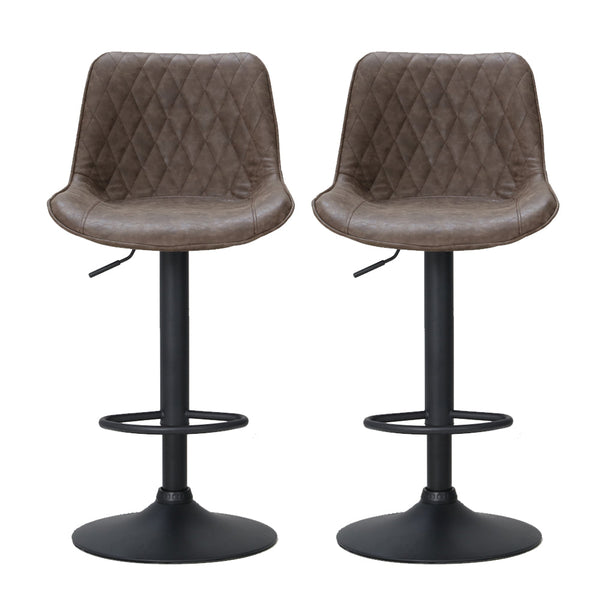 Artiss 2X Bar Stools Gas Lift Vintage Leather Brown Benches Bar Stools