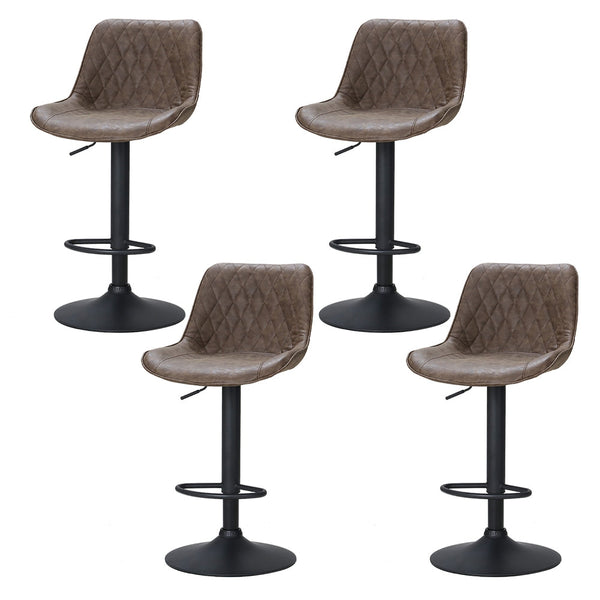 Artiss 4X Bar Stools Gas Lift Leather Brown Benches Bar Stools