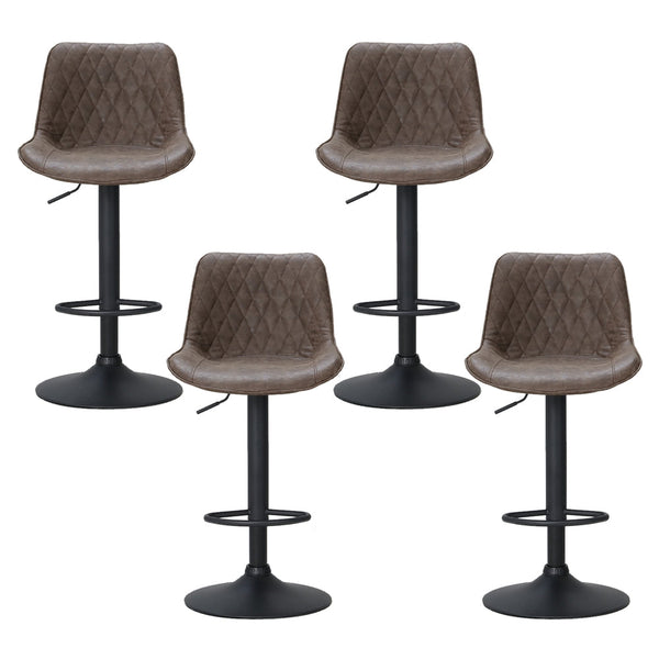 Artiss 4X Bar Stools Gas Lift Leather Brown Benches Bar Stools