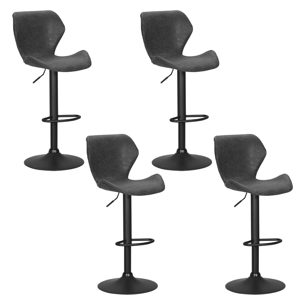 Artiss 4X Bar Stools Leather Gas Lift Black Benches Bar Stools