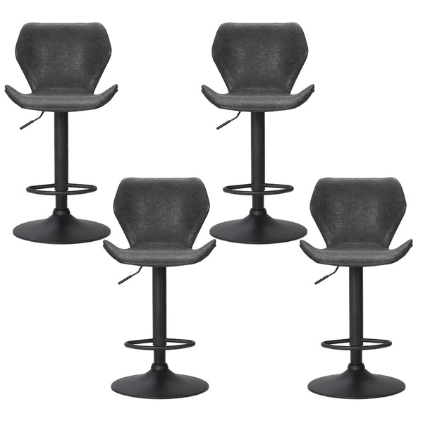 Artiss 4X Bar Stools Leather Gas Lift Black Benches Bar Stools