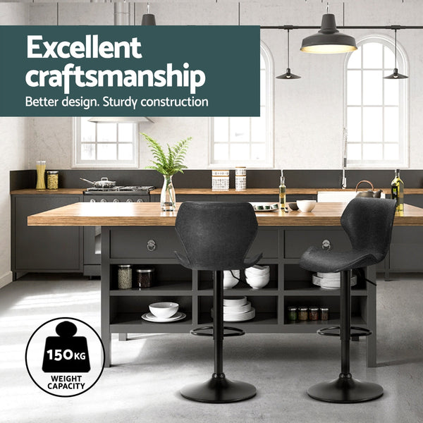 Artiss 4X Bar Stools Leather Gas Lift Black Benches Bar Stools