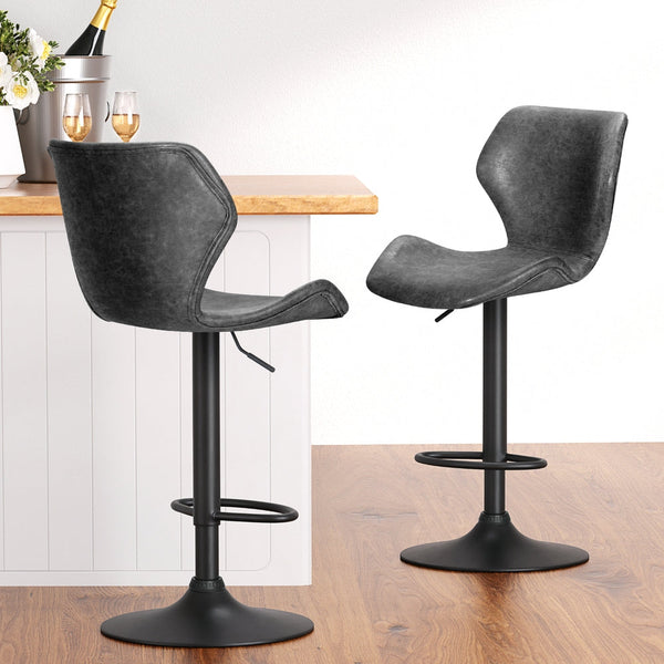 Artiss 4X Bar Stools Leather Gas Lift Black Benches Bar Stools