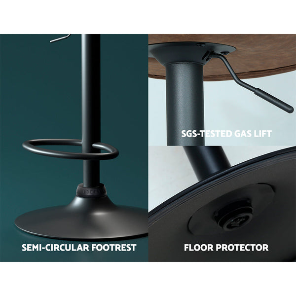 Artiss Bar Stools Kitchen Counter Swivel Gas Lift Vintage Chairs Brown X2 Benches Bar Stools