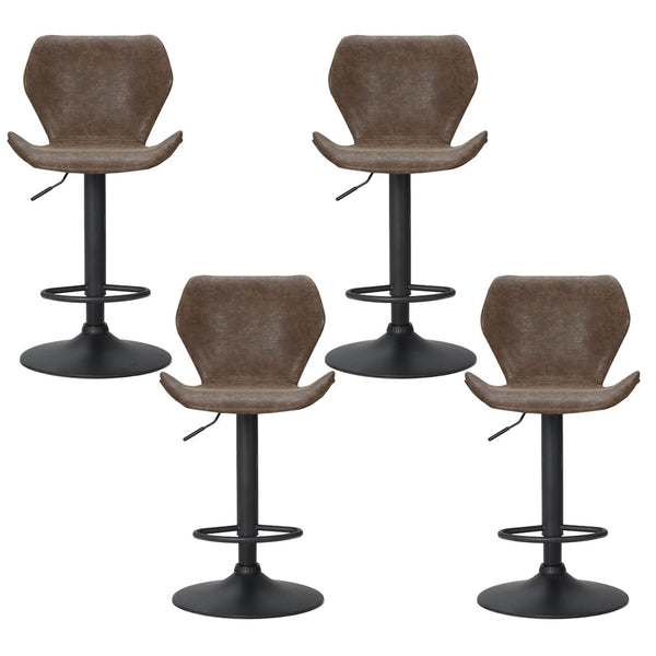 Artiss 4X Bar Stools Leather Gas Lift Brown Benches Bar Stools