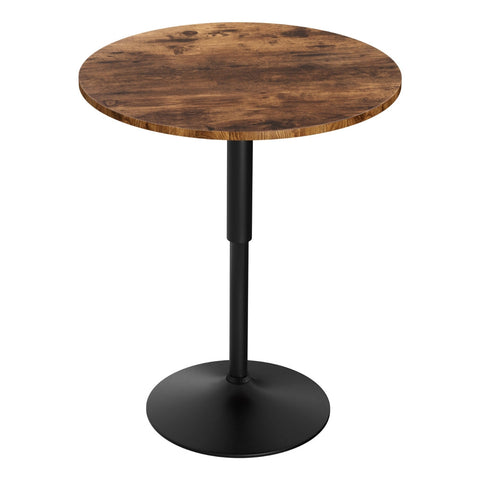 Artiss Height Adjustable Bar Table 360 Swivel Round Gaslift Design 60Cm Rustic Brown Black Bar Tables