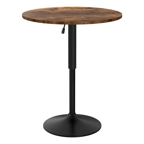 Artiss Height Adjustable Bar Table 360 Swivel Round Gaslift Design 60Cm Rustic Brown Black Bar Tables