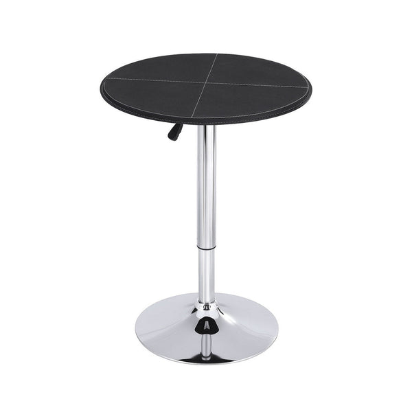 Artiss Bar Table Round Swivel Height Adjustable 62Cm Modern Pvc Leather Black Bar Tables