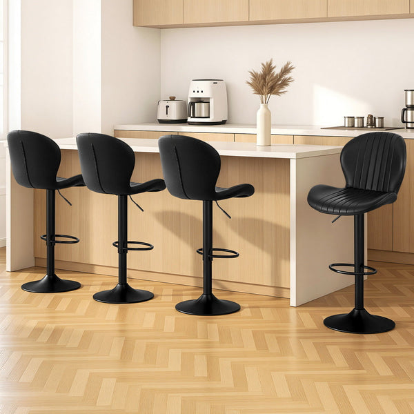 Artiss 4X Bar Stools Kitchen Swivel Gas Lift Counter Chair Shell Leather Black Benches Bar Stools