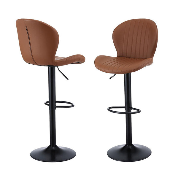 Artiss 2X Bar Stools Kitchen Swivel Gas Lift Counter Chair Shell Leather Brown Benches Bar Stools