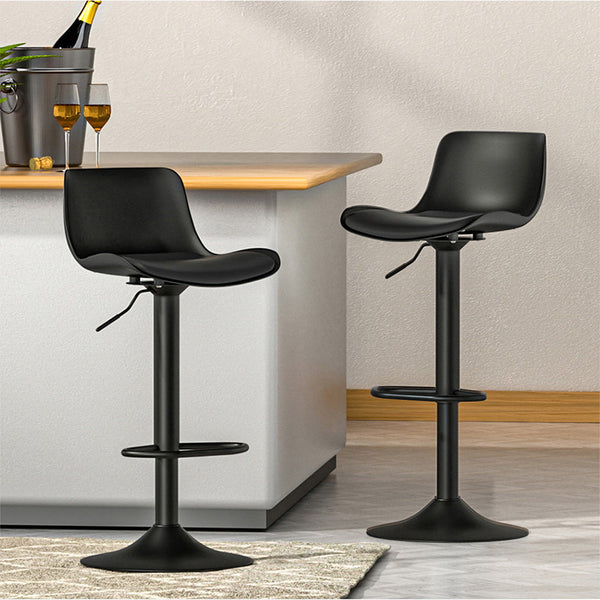 Artiss 4X Bar Stools Padded Seat Gas Lift Black Benches Bar Stools