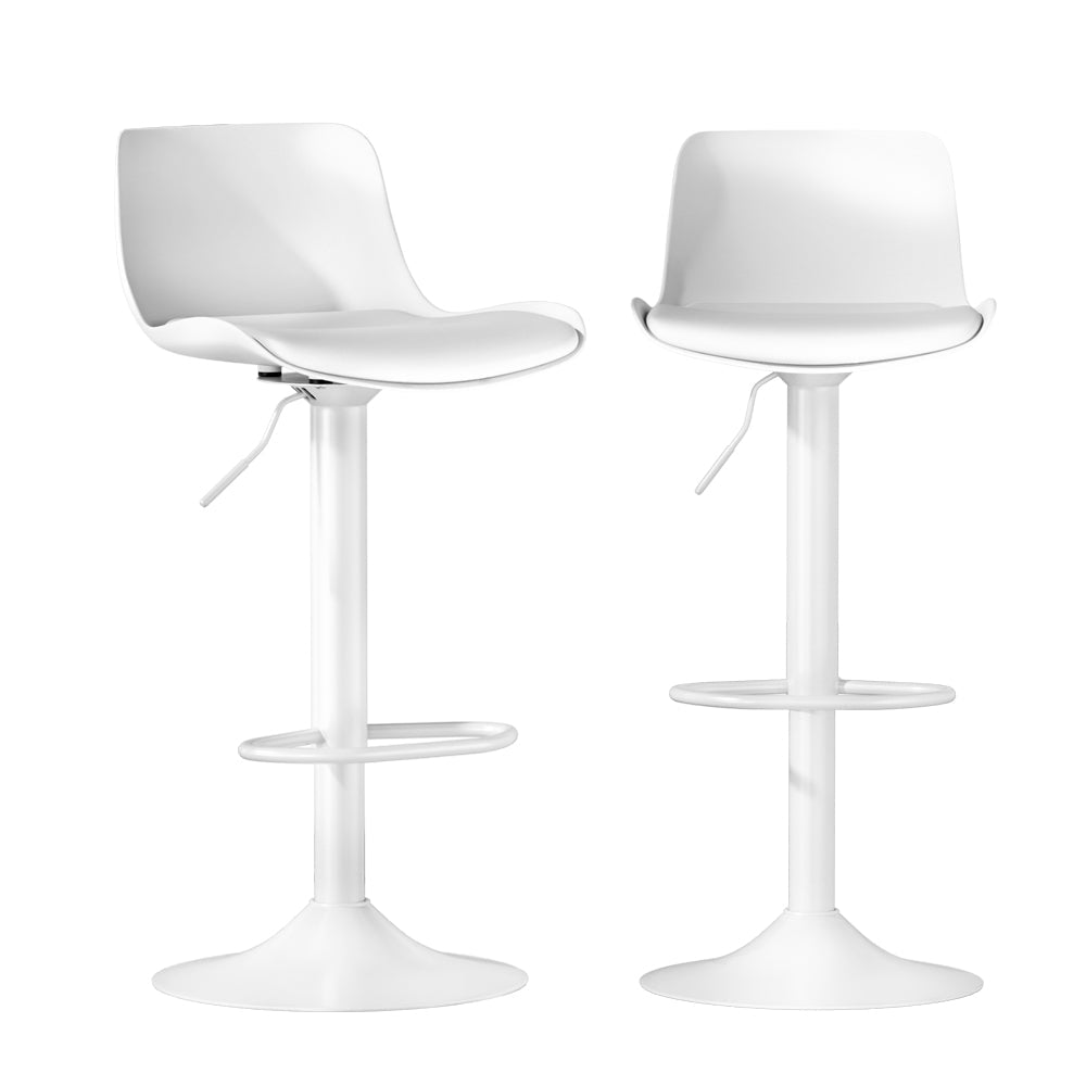 Artiss Bar Stools Kitchen Swivel Gas Lift Leather Dining Chairs White X2 Benches Bar Stools
